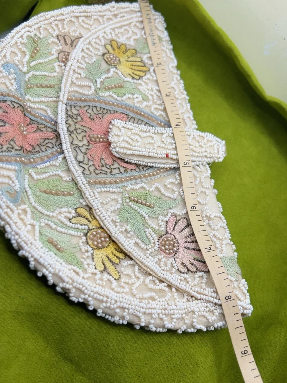 Antique 20s 30s Art Deco Handmade In Belgian Beaded Embroidered Clutch Purse